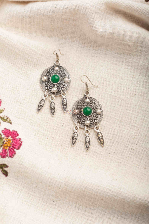 Image for Kessa Kpe266 Turkish Stone Circular Earring Green