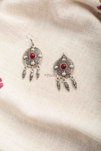 Image for Kessa Kpe266 Turkish Stone Circular Earring Red