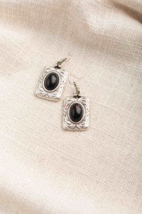 Image for Kessa Kpe271 Turkish Stone Coin Earring Black