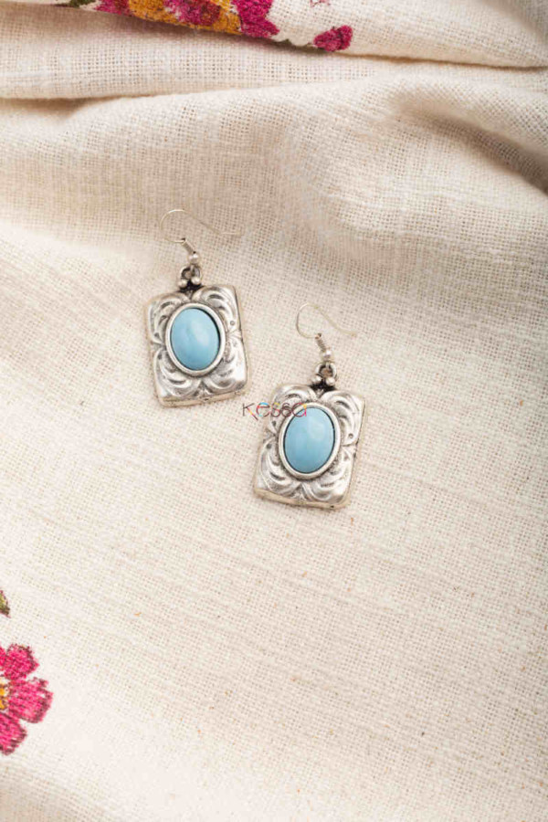 Image for Kessa Kpe271 Turkish Stone Coin Earring Blue