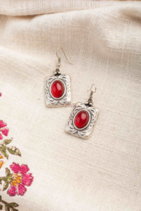 Image for Kessa Kpe271 Turkish Stone Coin Earring Red