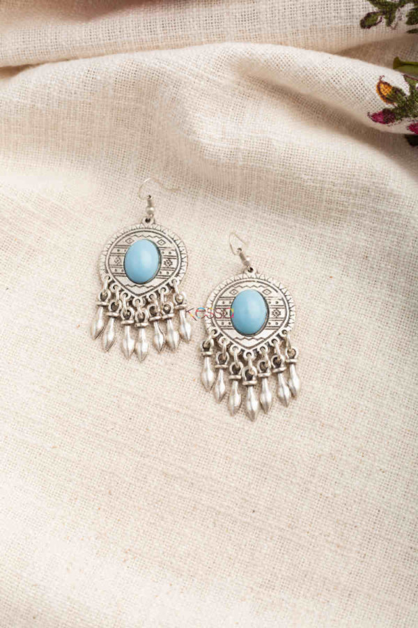 Image for Kessa Kpe272 Turkish Stone Circular Earring Blue