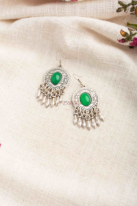 Image for Kessa Kpe272 Turkish Stone Circular Earring Green