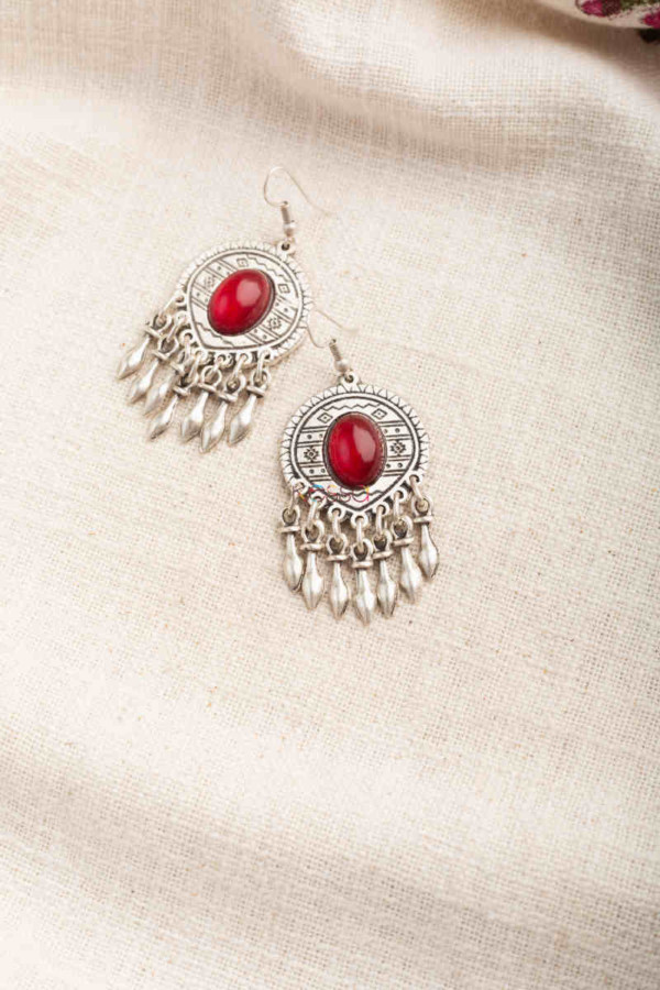 Image for Kessa Kpe272 Turkish Stone Circular Earring Red