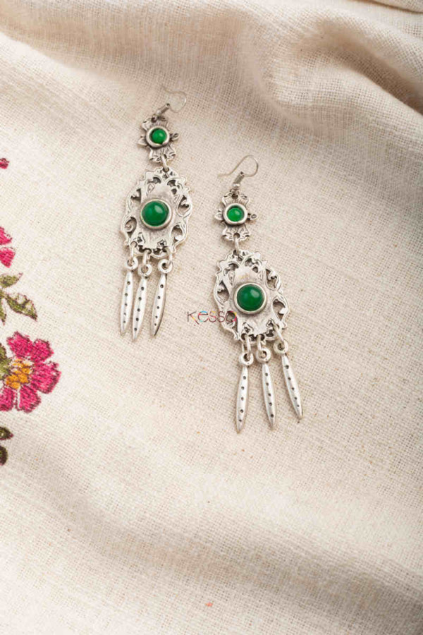 Image for Kessa Kpe273 Turkish Stone Pendant Earring Green