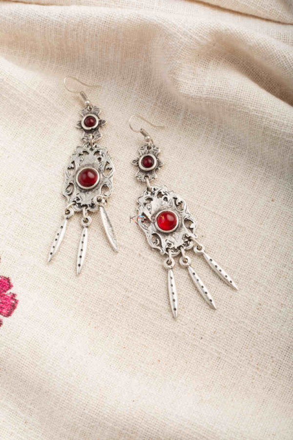Image for Kessa Kpe273 Turkish Stone Pendant Earring Red