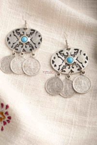 Image for Kessa Kpe331 Turkish Stone Coin Earring Blue