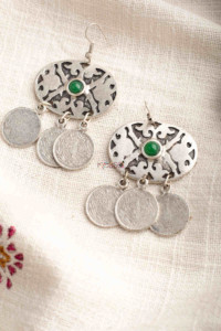 Image for Kessa Kpe331 Turkish Stone Coin Earring Green