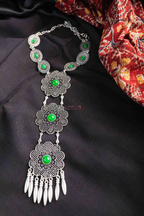 Image for Kessa Kpn122 Turkish Multi Stone Drop Necklace Green