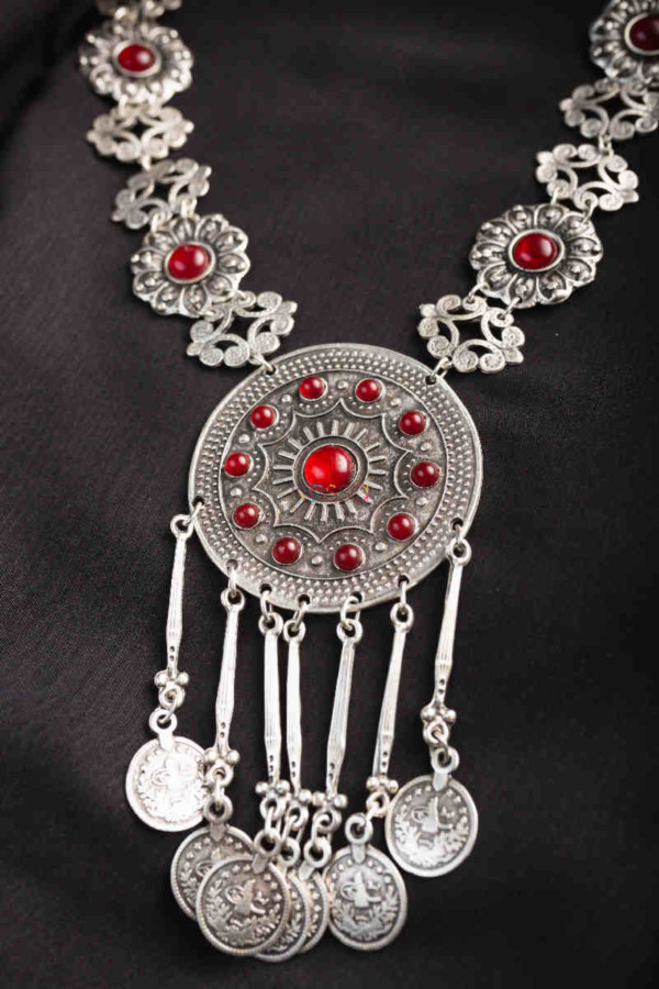 Image for Kessa Kpn130 Turkish Multi Stone Drop Necklace Closeup