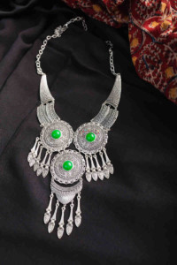 Image for Kessa Kpn132 Turkish Multi Color Stone Necklace Green