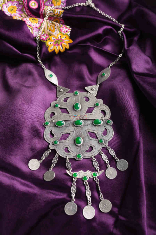Image for Kessa Kpn135 Turkish Multi Stone Circular Necklace Green