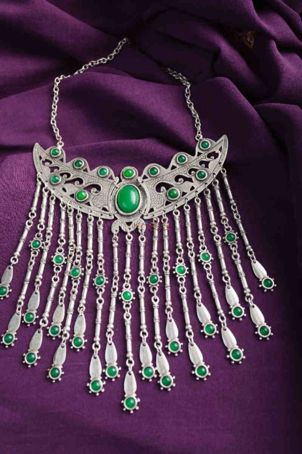 Image for Kessa Kpn136 Turkish Multi Stone Pendant Necklace Green
