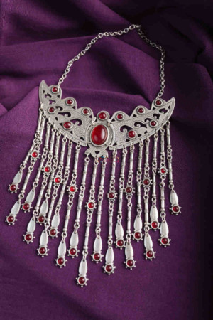 Image for Kessa Kpn136 Turkish Multi Stone Pendant Necklace Red