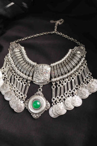 Image for Kessa Kpn137 Turkish Stone Coin Necklace Green