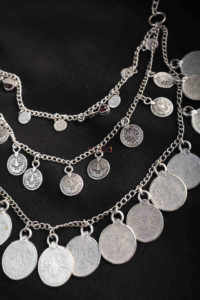 Image for Kessa Kpn138 Turkish Stone Coin Necklace Closeup