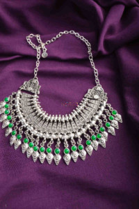 Image for Kessa Kpn141 Turkish Multi Stone Chain Necklace Green