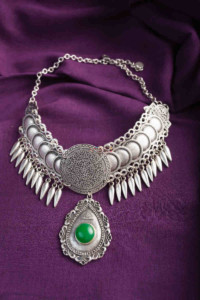 Image for Kessa Kpn144 Turkish Stone Drop Necklace Green