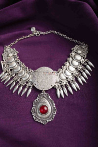Image for Kessa Kpn144 Turkish Stone Drop Necklace Red