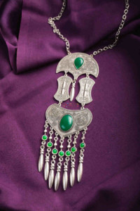 Image for Kessa Kpn147 Turkish Multi Stone Drop Necklace Green