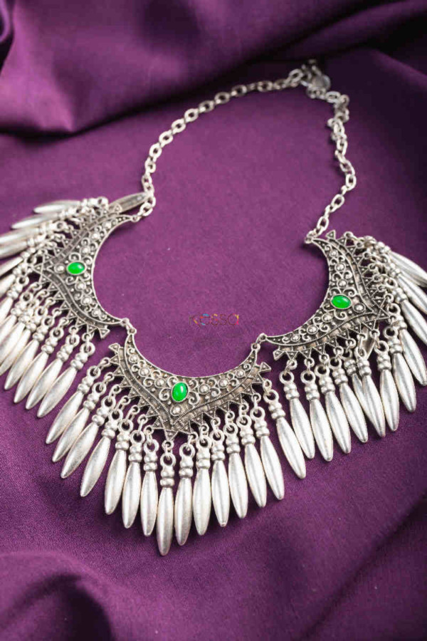 Image for Kessa Kpn150 Turkish Multi Stone Drop Necklace Green