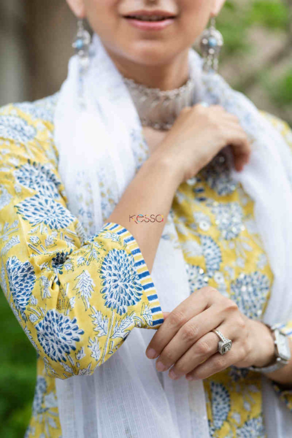 Image for Kessa Wsr300 Opaline Cotton A Line Kurta With Kota Doria Dupatta Sleeve