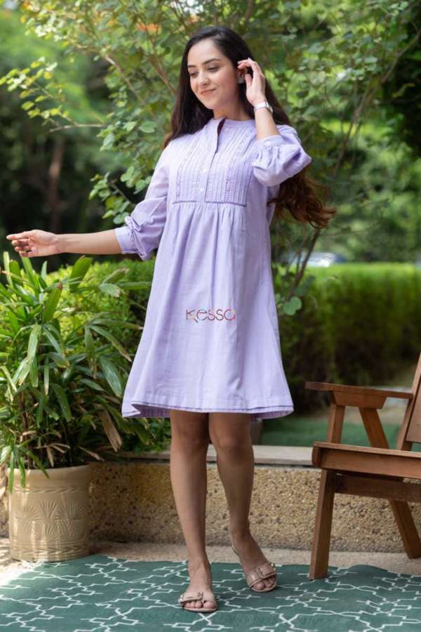 Image for Kessa Avdaf173 Eshita Cotton Flex Short Dress Closeup 2