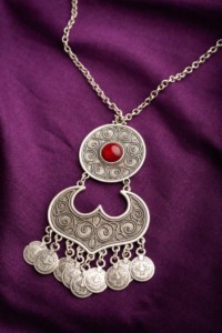 Image for Kessa Kpn155 Turkish Multi Green Stone Drop Necklace Front