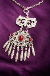 Image for Kessa Kpn156 Turkish Multi Green Stone Drop Necklace Front