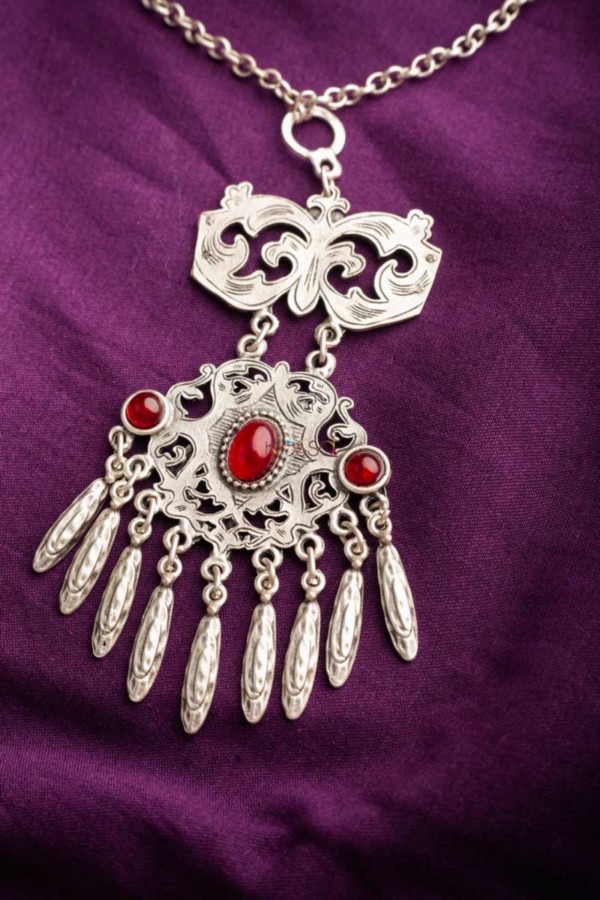 Image for Kessa Kpn156 Turkish Multi Green Stone Drop Necklace Front