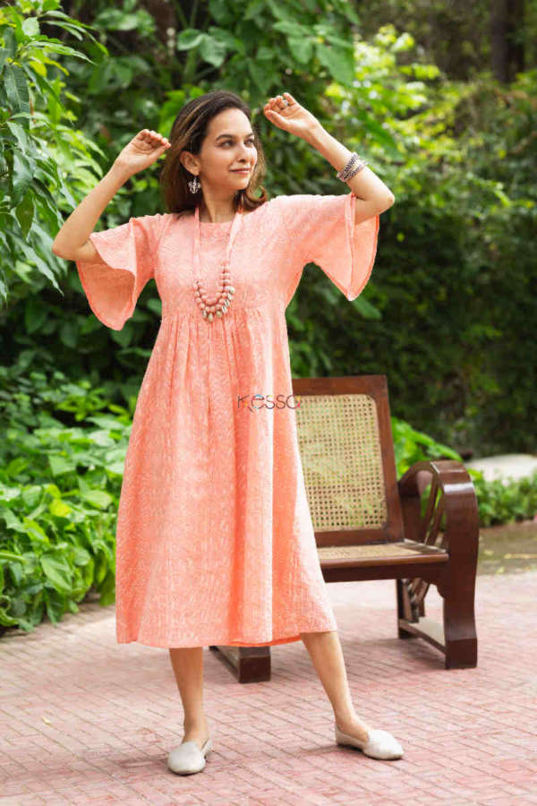 Image for Kessa Ws868 Jayani Cotton Dobby Dress With Necklace 1 Front