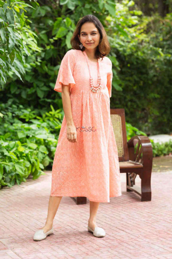 Image for Kessa Ws868 Jayani Cotton Dobby Dress With Necklace 1 Look