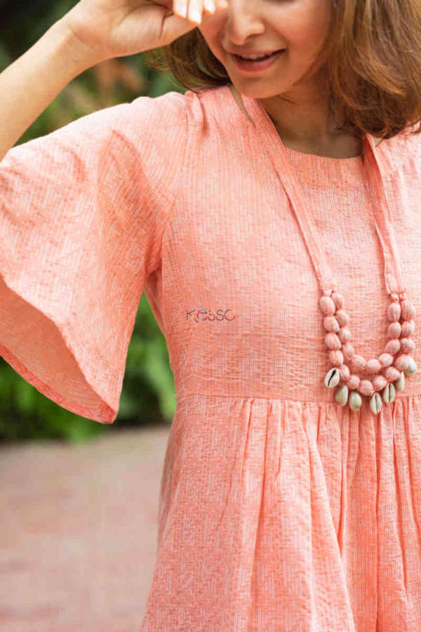 Image for Kessa Ws868 Jayani Cotton Dobby Dress With Necklace 1 Sleeve