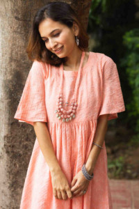 Image for Kessa Ws868 Jayani Cotton Dobby Dress With Necklace 1 Top