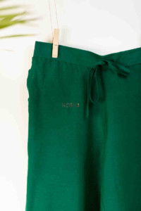 Image for Ws207p Cotton Silk Pants Pocket Elasticated Waisbgreen Closeup
