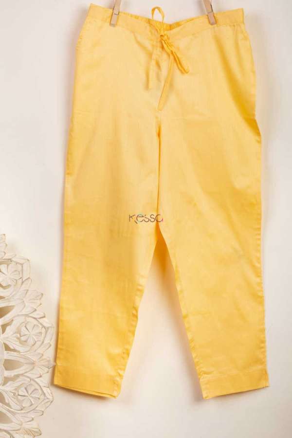 Image for Kessa Wfs01 Zaam Silk Cotton Pant  Yellow Front
