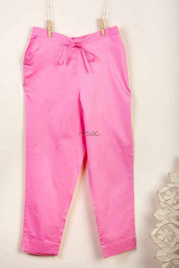 Image for Kessa Wfs01 Zaam Silk Cotton Pant Baby Pink Side New