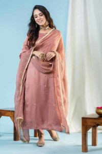 Image for Kessa Ws920 Agrata Muslin Silk Complete Dhoti Set Front New