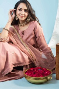 Image for Kessa Ws920 Agrata Muslin Silk Complete Dhoti Set Sitting New