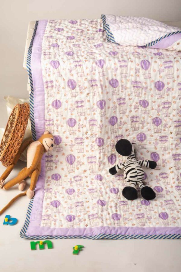 Image for Kaq224 Lavanya Blockprint Mulmul Baby Quilt Front