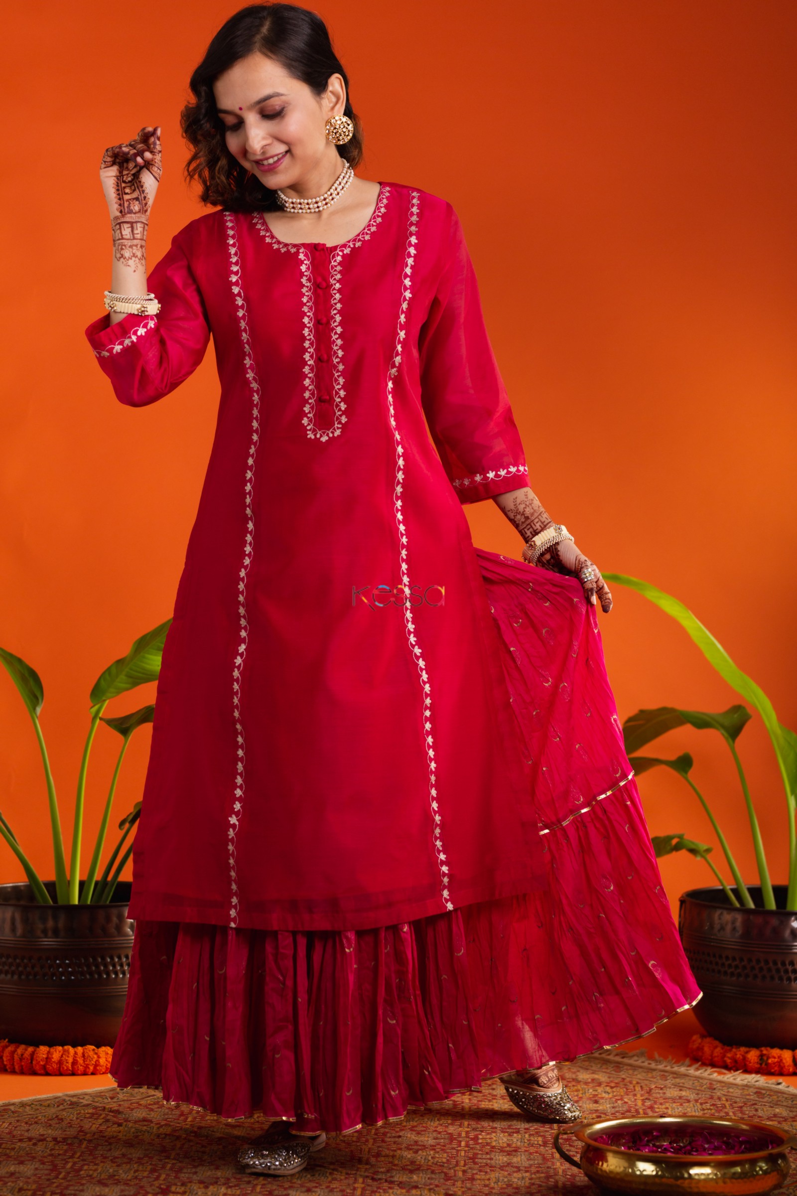 Buy Green Chanderi Silk Sharara Suit For Mehndi Online - SALV2311 | Appelle  Fashion