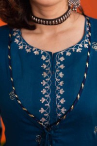 Image for Kessa Avdaf198 Baruni Cotton Jacket Kurta With Sharara Closeup