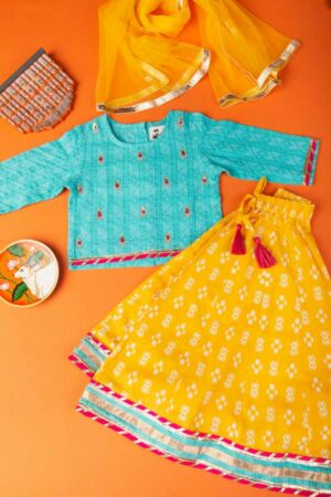 Image for Kessa Mbe34 Akriti Girl Cotton Skirt With Top And Dupatta Set Featured