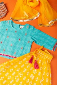 Image for Kessa Mbe34 Akriti Girl Cotton Skirt With Top And Dupatta Set Front
