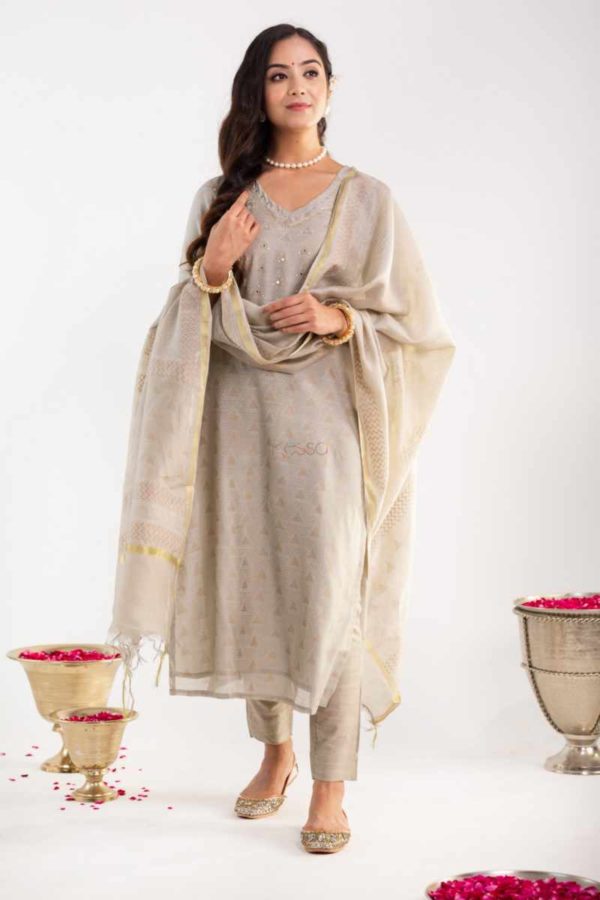 Image for Kessa Vcr151 Nushi Maheshwari Silk Kurta Dupatta Set Featured
