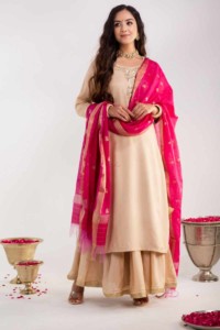 Image for Kessa Ws918 Sakhi Muslin Kurta Skirt Set With Chanderi Dupatta Featured