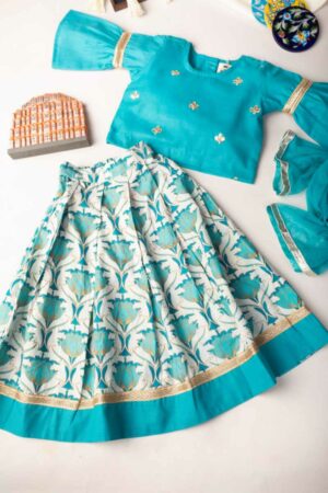 Image for Kessa Aj72 Lavali Girl Cotton Skirt With Top And Dupatta Set Featured