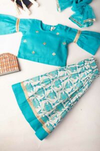 Image for Kessa Aj72 Lavali Girl Cotton Skirt With Top And Dupatta Set Side