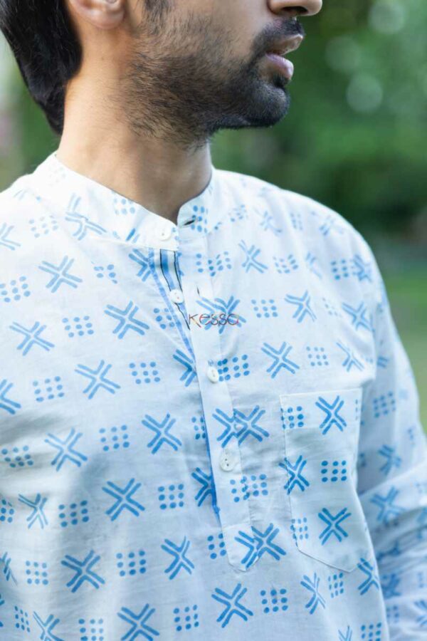 Image for Kessa Awk50 Atamveer Block Print Men Shirt Closeup