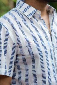 Image for Kessa Awk54 Agira Block Print Men Shirt Closeup 2